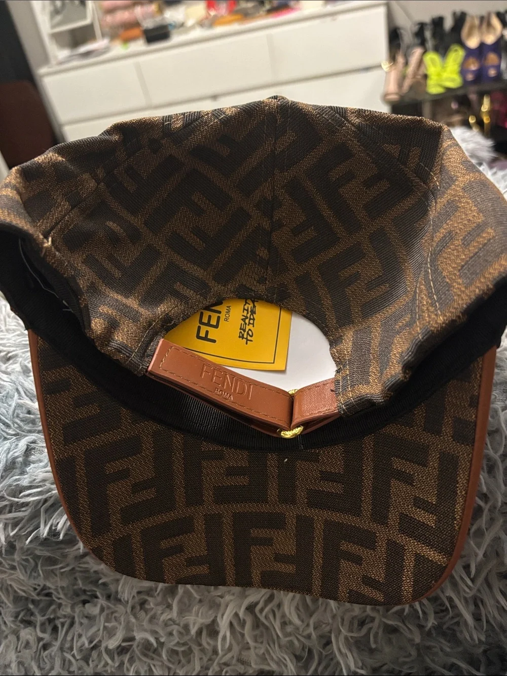 Unisex Fendi Brown & Beige Monogram Hat
